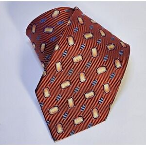 Britches of Georgetowne Necktie Tie Silk  Burnt Orange Geometric 4" x 57.5"
